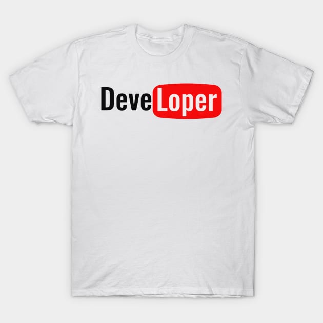 Developer Funny Sticker YouTube T-Shirt by FaixaPreta